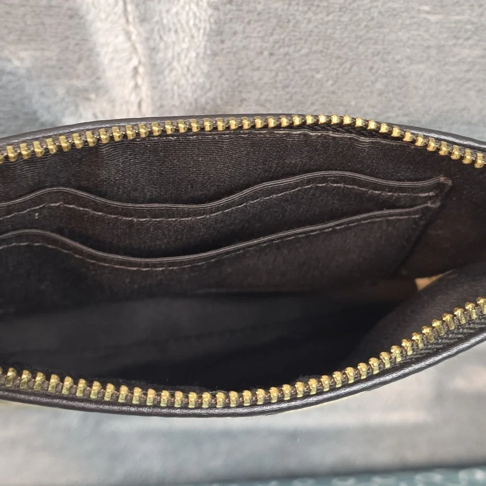 Coach Signature 4x6 Wristlet Zippered Brown Tan Canvas L1878 F58033
